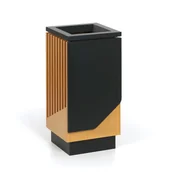 Wyposażenie miejsc publicznych - Kosz na śmieci 49 L, czarny/imitacja drewna - miniaturka - grafika 1