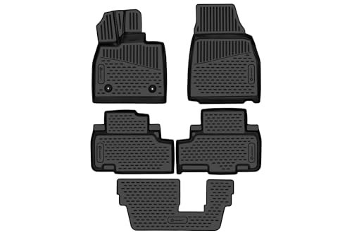 Element Dokładnie dopasowane dywaniki gumowe 3D Premium pasują do BYD Tang, Mk2 II, 2018-2024, 7-osobowe, Electro, 4-częściowe.