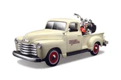 Samochody i pojazdy dla dzieci - Maisto, model kolekcjonerski Harley Davidson 1950 Chevrolet 3100 Pickup + 2001 Flsts Heritage Springer 1/24 - miniaturka - grafika 1