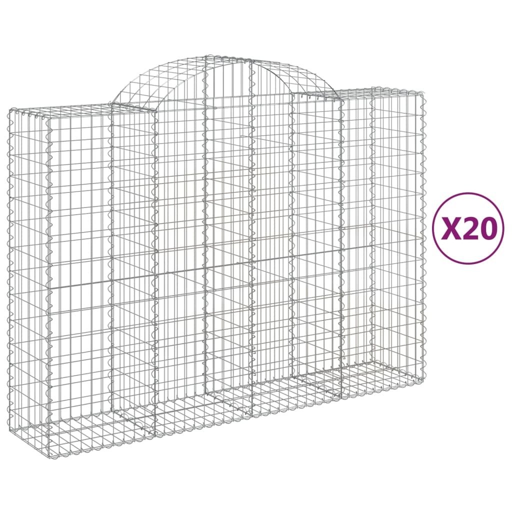 vidaXL Gabiony z wysokim łukiem 20szt. 200x50x140/160cm Ocynkowane żelazo