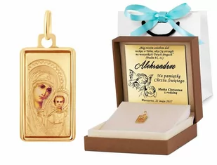 Złota Zawieszka 333 Matka Boska Kolor Grawer - Biżuteria dla dzieci - miniaturka - grafika 1