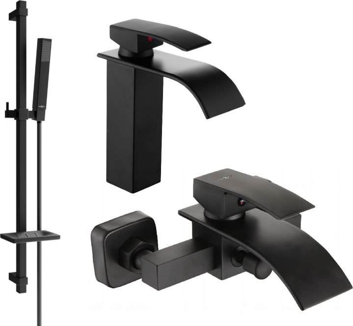 Mexen Aries DQ77 zestaw wannowy, czarny - 744803DQ77-70