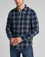 Koszule męskie - Lee Clean Western Męska Koszula W Kratę  Anthem Blue L66Rdh21-5Xl - miniaturka - grafika 1