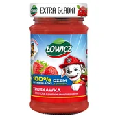 Dżem - Łowicz Dżem 100 % z owoców extra gładki truskawka z acerolą o obniżonej zawartości cukrów 225 g - miniaturka - grafika 1