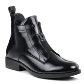 Botki damskie - Botki damskie czarne S.Barski HY52-524 jesienne lakierowane ocieplane-38 - miniaturka - grafika 1