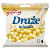 Gumy do żucia, lizaki, dropsy - Jutrzenka Draże mleczne 80g - miniaturka - grafika 1