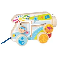 Zabawki interaktywne dla dzieci - Pojazd drewniany do Ciągnięcia Camper Van - zabawka - miniaturka - grafika 1