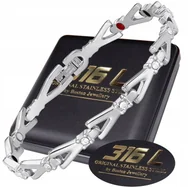 Bransoletki - SREBRNA ZDROWOTNA BRANSOLETKA MAGNETYCZNA DAMSKA Z CYRKONIAMI SUPER JAKOŚĆ - miniaturka - grafika 1