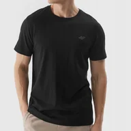 Koszulki męskie - Koszulka Męska 4F Czarny T-shirt Bawełniany Podkoszulek Basic Sportowy XL - miniaturka - grafika 1