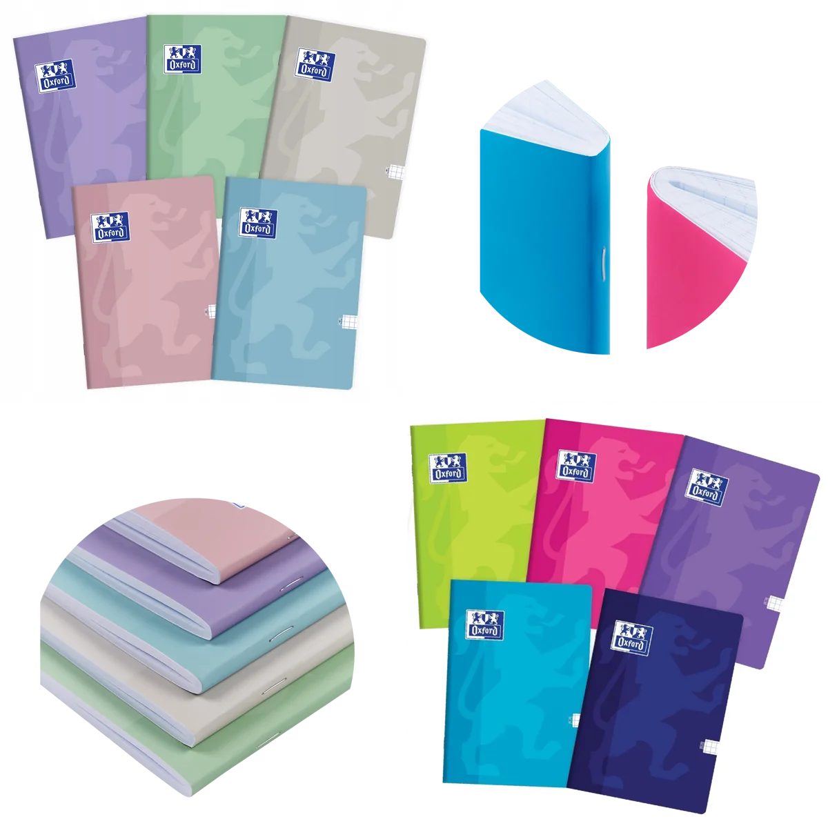 Zeszyt zestaw A5 60k kratka OXFORD Touch - 10 kolorów KOMPLET PASTEL + NEON
