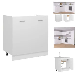 vidaXL Podstawa pod zlewozmywak biała 80x46x81,5 cm materiał drewnopochodny - Szafki kuchenne - Szafki kuchenne - miniaturka - grafika 1
