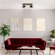 Lampy sufitowe - Briloner Reflektor sufitowy Duta, długość 40 cm, czarny/kolor drewna, 2-punktowa. możliwość ściemniania, czarny, salon / jadalnia, metal - miniaturka - grafika 1