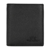 Portfele - Męski portfel ze skóry saffiano mały czarny - miniaturka - grafika 1
