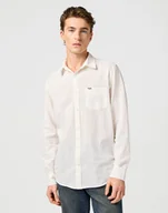 Koszule męskie - KOSZULA MĘSKA BIAŁA LEN WRANGLER 112362907 1 PKT SHIRT WHITE XL - miniaturka - grafika 1