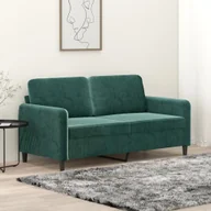 Sofy i kanapy - Sofa 2-osobowa, ciemnozielona, 140 cm, tapicerowana aksamitem Lumarko! - miniaturka - grafika 1