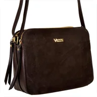 Torebki damskie - Modna skórzana brąz czekolada listonoszka VEZZE przód zamszowy - miniaturka - grafika 1