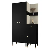 Meble do przedpokoju - Garderoba komoda szafa szafka na buty z panelami tapicerowanym i wieszakami PALERMO 6 czarny kaszmir - miniaturka - grafika 1