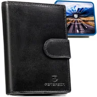 Portfele - Pionowy portfel męski skórzany czarny PETERSON rfid duży na zatrzask karty gotówka elegancki prezent - miniaturka - grafika 1