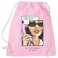 Plecaki worki - WORKO-PLECAK RÓŻOWY Do Szkoły Na Buty JUST MAKE IT SPARKLE Mix Grafiki Wz - miniaturka - grafika 1