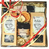 Herbata - KOSZ PREZENTOWY Box MIÓD SYROP Herbata PREZENT NA Święta dla mamy babci - miniaturka - grafika 1