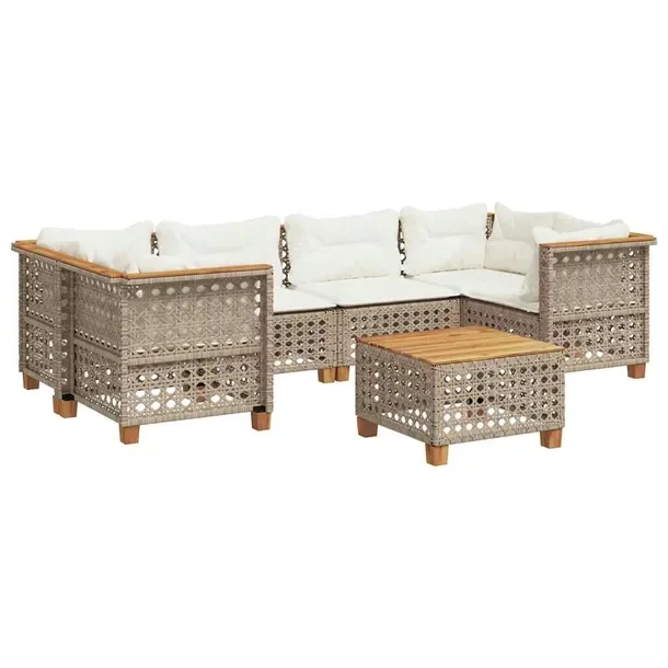 Zestaw mebli ogrodowych modułowych beżowy rattan PE, 63,5 x 63,5 x 62 cm