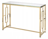Konsole i sekretarzyki - Konsola Złota, Szklany Blat Modern Glamour 78x120x40cm 131319 - miniaturka - grafika 1