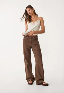 Stradivarius D92 jeansy o prostym kroju typu wide leg Brązowy 34 - Spodnie damskie - miniaturka - grafika 1