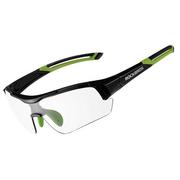 Okulary sportowe - Rockbros 10113 okulary rowerowe / sportowe z fotochromem czarno zielone - miniaturka - grafika 1