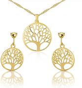 Zestawy biżuterii dla kobiet - Komplet biżuterii z drzewkiem szczęścia srebrny pozłacany - miniaturka - grafika 1