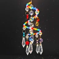 Rękodzieło - TEMU Ręcznie robiony kryształowy wiatrówka z kryształowego szkła, kolorowy suncatcher z metalowymi akcentami do dekoracji domu - Idealny na okna, - miniaturka - grafika 1