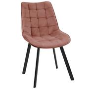 Krzesła - Krzesło tapicerowane glamour, 50x61x91 cm, różowy - miniaturka - grafika 1