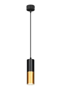 Lampy sufitowe - Candellux Lighting czarno-złota lampa wisząca tubka 31-77677 TUBA sufitowa do kuchni zwis nad blat walec 31-77677 - miniaturka - grafika 1