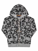 Bluzy dla chłopców - Chłopięca bluza rozpinana z kapturem cyferki szara Quimby r.152 - miniaturka - grafika 1