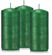 Świece - Świeczki ozdobne zestaw 3 świec walec 12/6 zielony - miniaturka - grafika 1