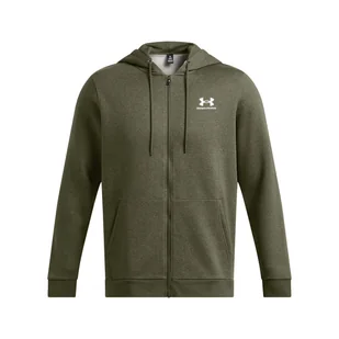 Męska bluza dresowa rozpinana z kapturem Under Armour UA Essential Fleece Fz Hood - oliwkowa/khaki - UNDER ARMOUR - Bluzy sportowe męskie - miniaturka - grafika 1