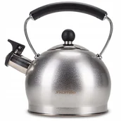 Czajniki na gaz - Czajnik imbryk tradycyjny z automat. gwizdkiem 2L srebrny - miniaturka - grafika 1
