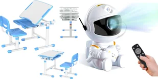 Mozos Mozos Biurko dziecięce krzesło z regulacją DC-SET-BLUE + Laserowy projektor gwieździstego nieba HR-F2 - Biurka dla dzieci - miniaturka - grafika 1