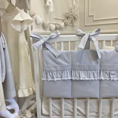 Organizery na łóżeczko - ORGANIZER Z FALBANKĄ I KORONKĄ PORCELANOWO SZARY - miniaturka - grafika 1