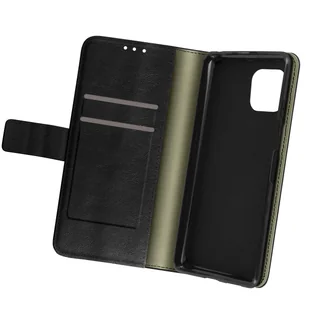 Etui Samsung Galaxy A22 5G Grainy Appearance Flap Wallet Stand Video czarne - Etui i futerały do telefonów - miniaturka - grafika 1