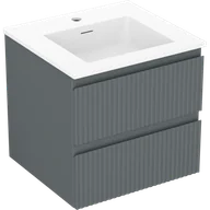 Szafki łazienkowe - Mexen Rivel szafka łazienkowa 50 cm z umywalką Otis, 2 szuflady, ryflowana , grafit mat/biała mat - 91A20-05047-2-BFF66-W18M01 - miniaturka - grafika 1