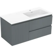 Szafki łazienkowe - Mexen Rivel szafka łazienkowa 100 cm z umywalką Otis prawą, 2S, 1D, ryflowana, grafit/biała mat - 91A23-10047-3-BBFFF66-W18P01 - miniaturka - grafika 1