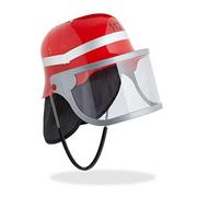 Zabawy w naśladowanie dorosłych - Relaxdays Kask strażacki dla dzieci, z wizjerem, chustą na kark i paskiem pod brodę, regulowany obwód głowy, kask strażacki, czerwony - miniaturka - grafika 1
