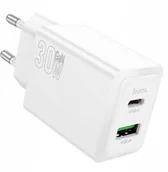 Ładowarki do telefonów - Ładowarka Hoco Ładowarka sieciowa do telefonu USB A + USB C QC3.0 PD AFC 3A 30W N71 biała - miniaturka - grafika 1