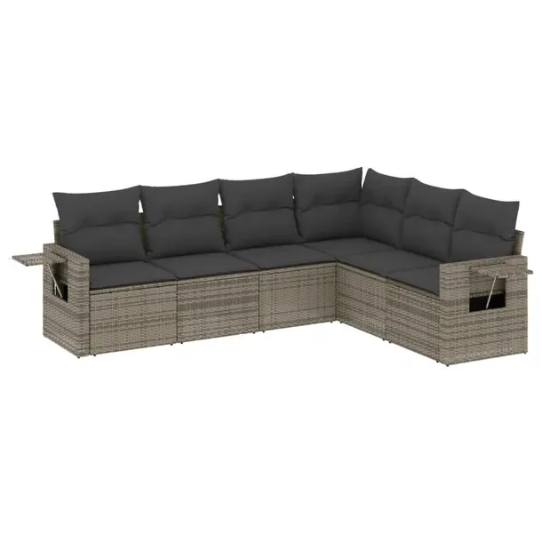 Zestaw mebli ogrodowych rattan PE 6-osobowy szary 62x62x69cm