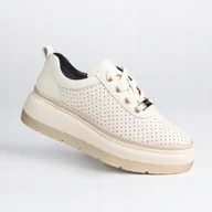 Półbuty damskie - Półbuty damskie skóra naturalna ażurek GOODIN GD-XF-178 beż lekkie 39 - miniaturka - grafika 1