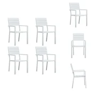 Fotele i krzesła ogrodowe - vidaXL Krzesła ogrodowe 4 szt. Biały HDPE o wyglądzie drewna - Krzesła ogrodowe - miniaturka - grafika 1