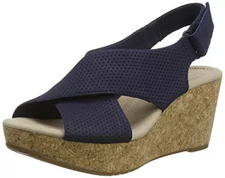 Sandały damskie - Clarks Sandały damskie z szpilką Parker Slingback, Niebieski granatowy Suede Navy Suede, 41 EU - grafika 1