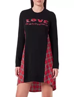 Sukienki - Love Moschino Damska sukienka z długim rękawem, czerwony czarny (Red Black), 40 - miniaturka - grafika 1