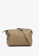 Torebki damskie - Ciemnobeżowa Trzykomorowa Torebka Listonoszka Jenanissea - miniaturka - grafika 1