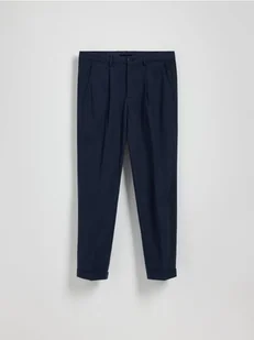 Reserved - Spodnie chino slim z lnem - granatowy - Spodnie męskie - miniaturka - grafika 1